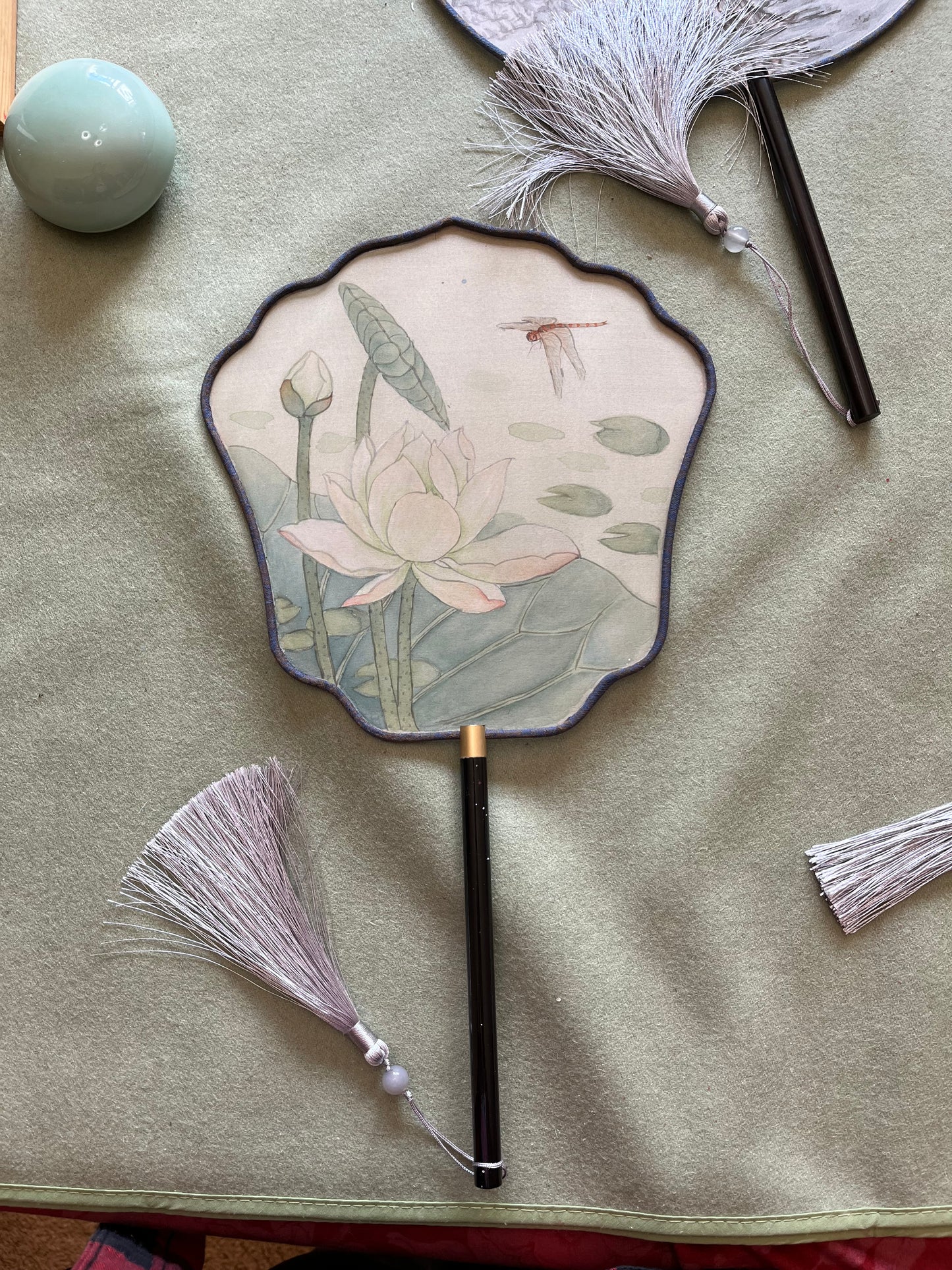 New Traditional Chinese brush paintings on silk fans