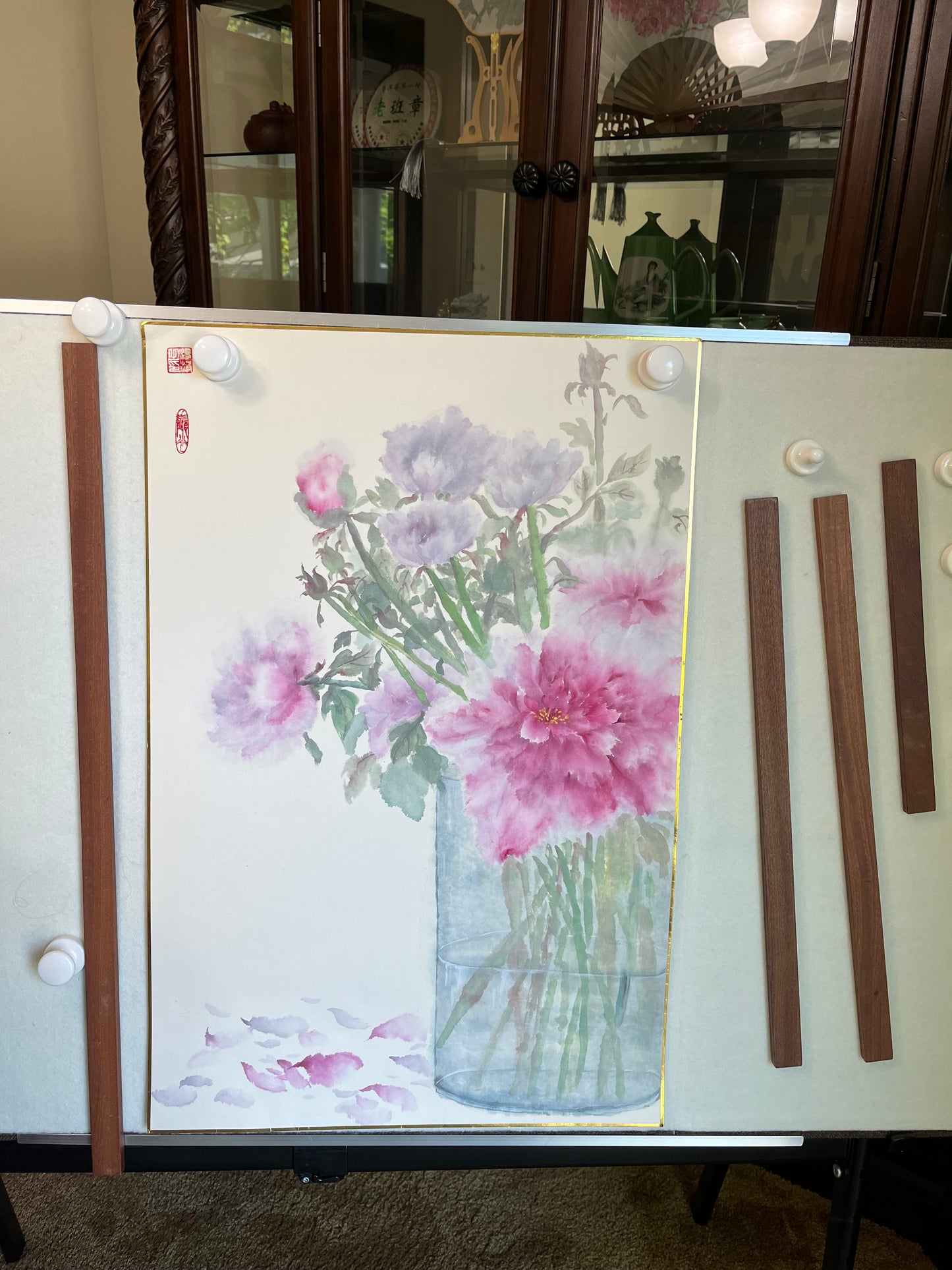 Peonies in glass