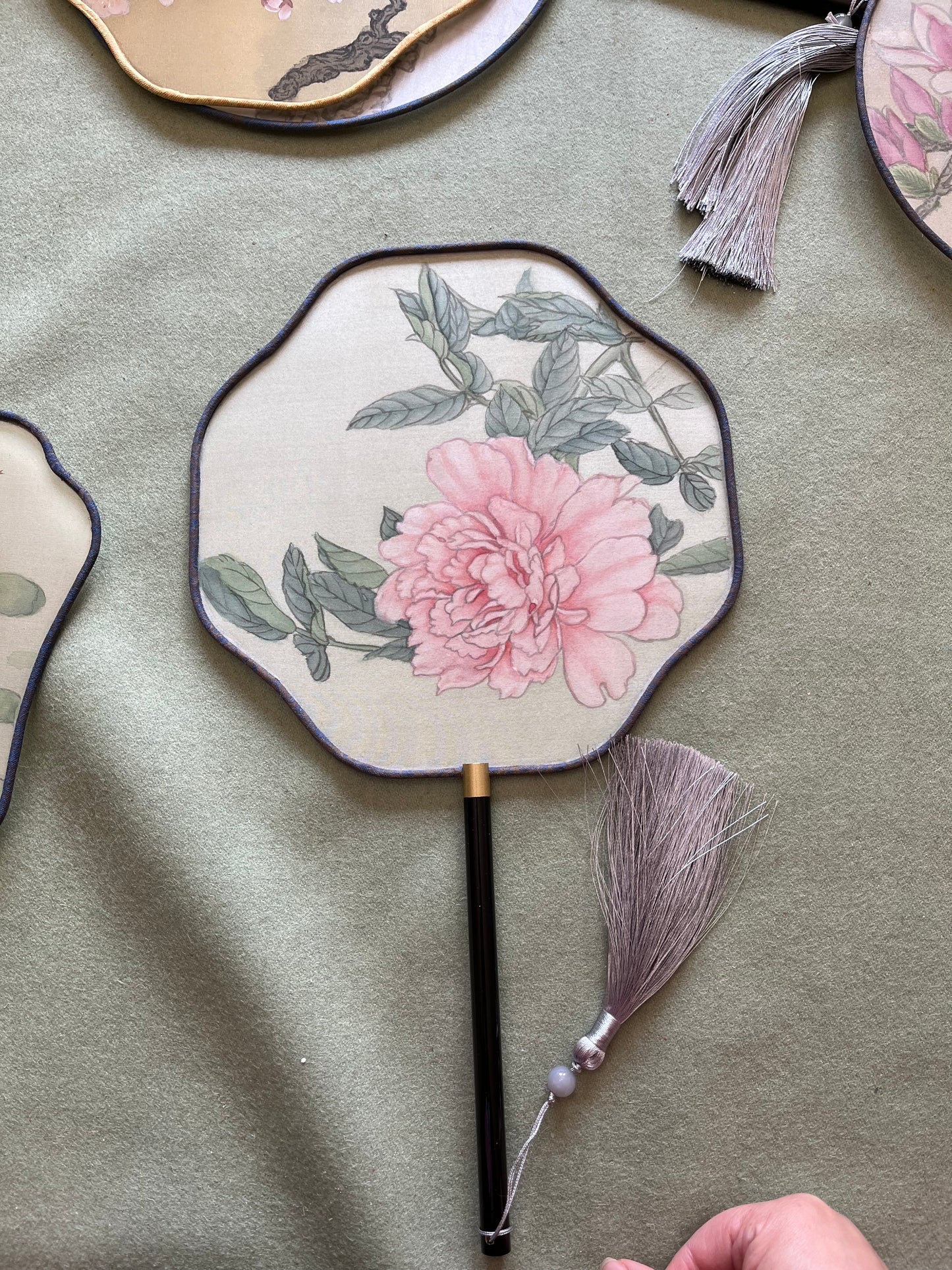 New Traditional Chinese brush paintings on silk fans